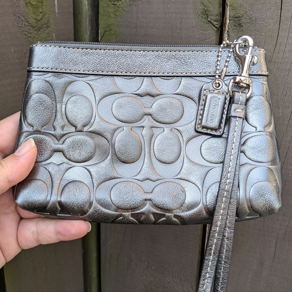 Coach Silver Signature Wristlet - Picture 2 of 5